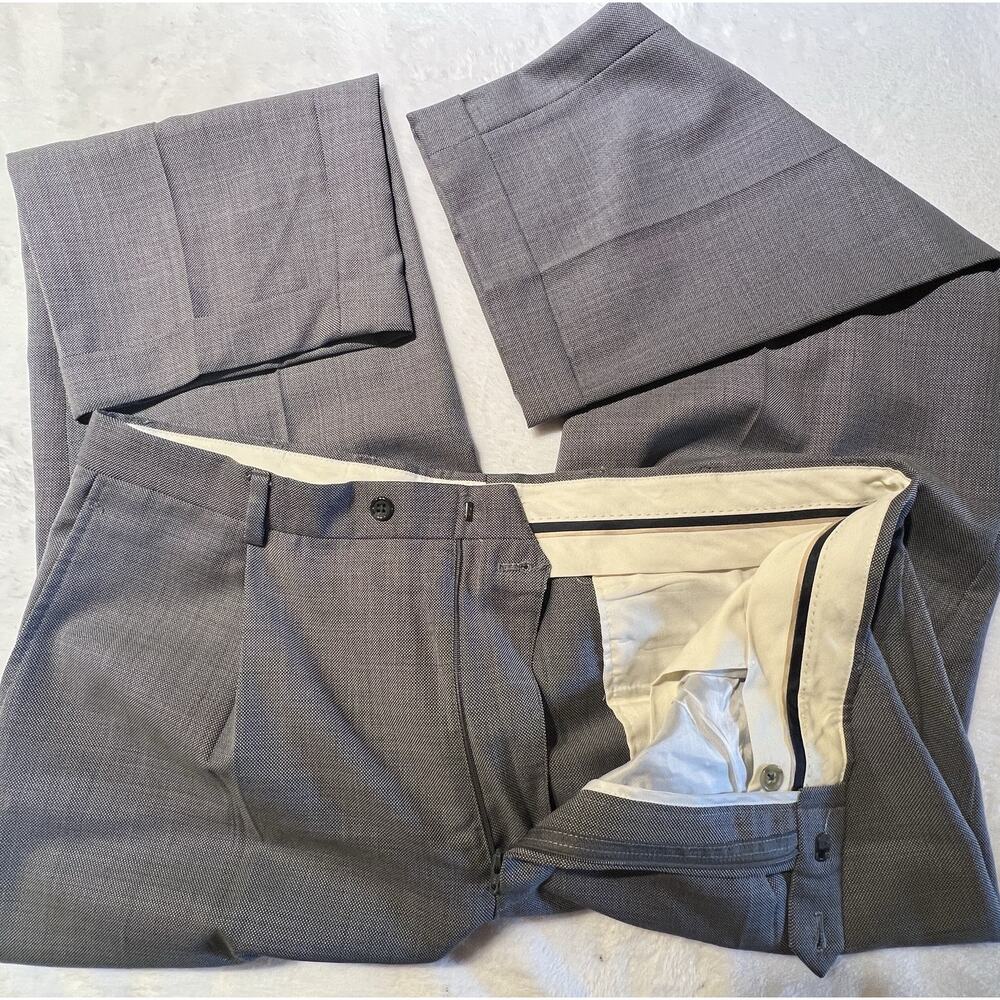 Hart Schaffner Marx 3 Piece Suit 44L 38x29.5 Chicago Fit Gray Birdseye Note - Picture 10 of 15